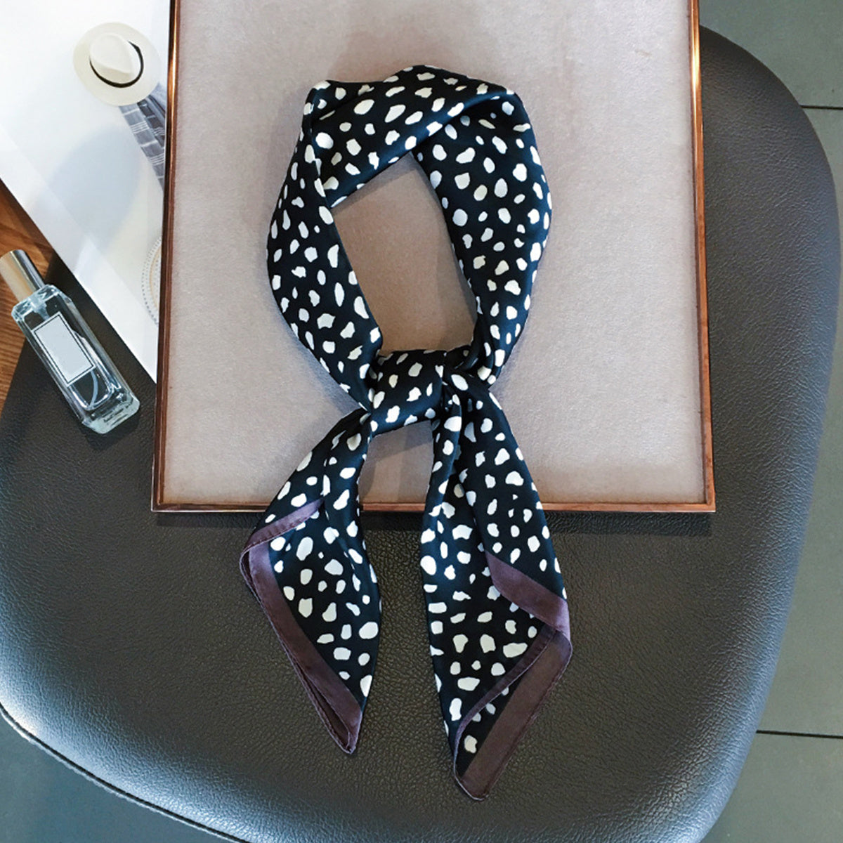 Leopard Print Neckerchief Silk Square Scarf Bandana Head Wrap