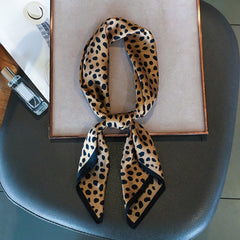 Leopard Print Neckerchief Silk Square Scarf Bandana Head Wrap