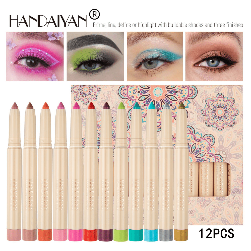 12 Eyeshadow Pencil Set Matte Finish for Smudge Proof Look