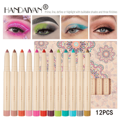 12 Eyeshadow Pencil Set Matte Finish for Smudge Proof Look