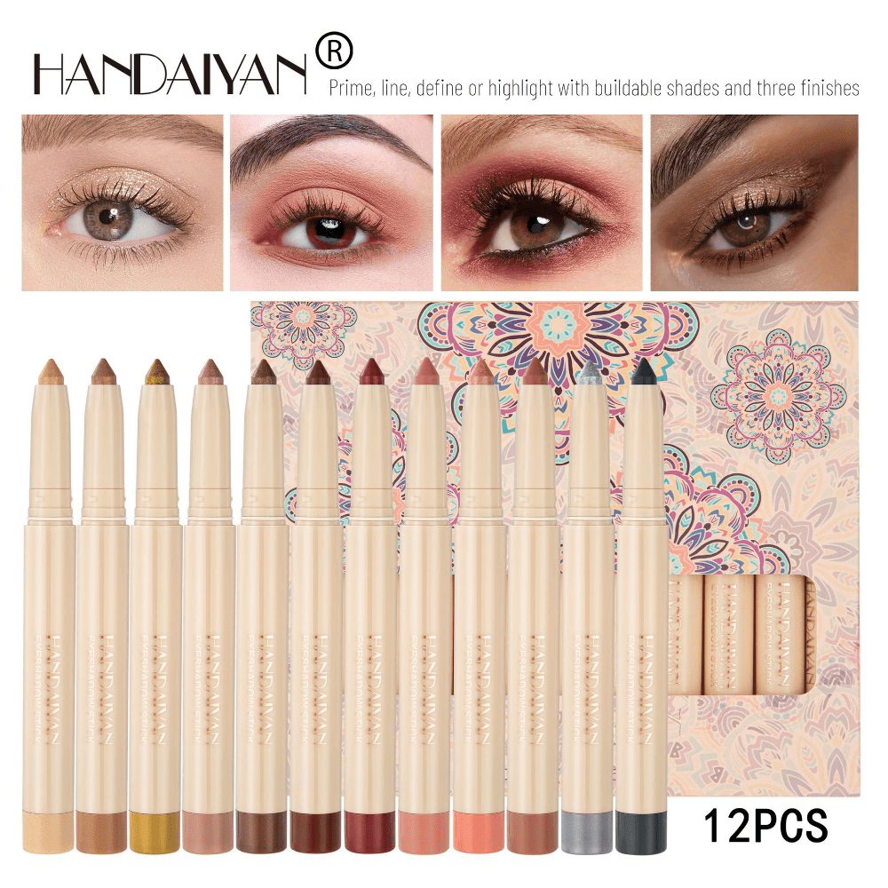 12 Eyeshadow Pencil Set Matte Finish for Smudge Proof Look