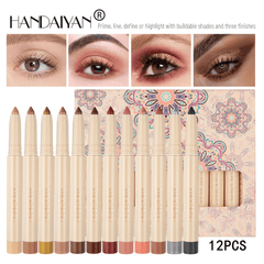12 Eyeshadow Pencil Set Matte Finish for Smudge Proof Look