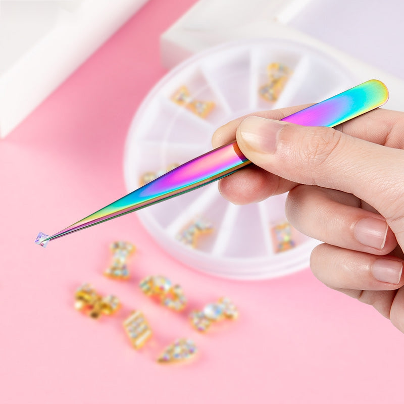 Stainless Steel Tweezers for Eyelash Extensions Nail Stickers Rhinestones