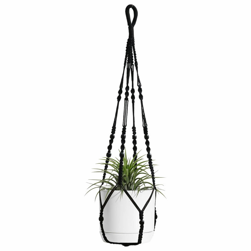 Vertical Planters Plant Hanger Indoor Hanging Wooden Beads No Fringe