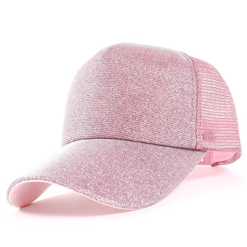 Gradient Sequin Baseball Cap Adjustable Hip Hop Mesh Trucker Hat