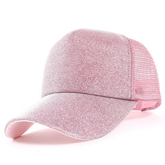 Gradient Sequin Baseball Cap Adjustable Hip Hop Mesh Trucker Hat
