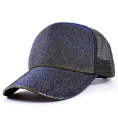 Gradient Sequin Baseball Cap Adjustable Hip Hop Mesh Trucker Hat