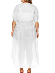 Short Sleeve Drawstring Cover Up Robe