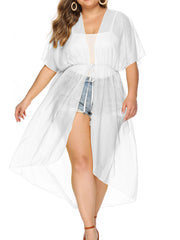 Short Sleeve Drawstring Cover Up Robe