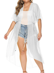 Short Sleeve Drawstring Cover Up Robe