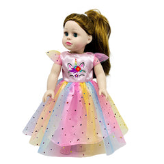 Unicorn Pattern Yarn Skirt Doll Dress for 18 Inch Dolls