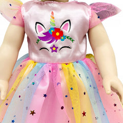 Unicorn Pattern Yarn Skirt Doll Dress for 18 Inch Dolls