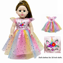 Unicorn Pattern Yarn Skirt Doll Dress for 18 Inch Dolls