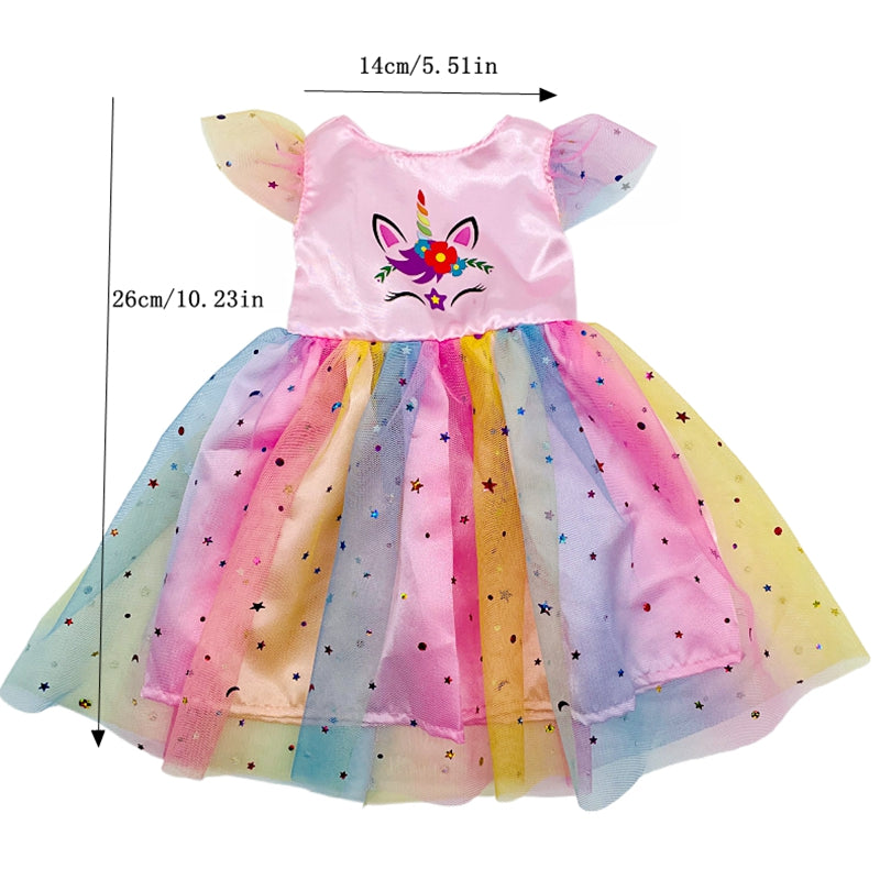 Unicorn Pattern Yarn Skirt Doll Dress for 18 Inch Dolls