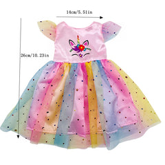Unicorn Pattern Yarn Skirt Doll Dress for 18 Inch Dolls