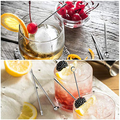 5pcs Stainless Steel Wine Stirrers Fruit Forks for Cocktails Bar Barten