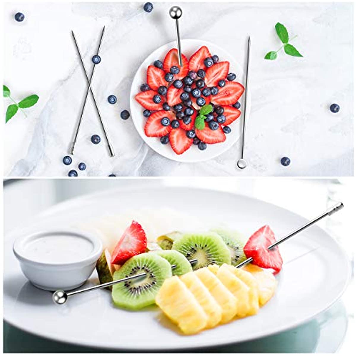 5pcs Stainless Steel Wine Stirrers Fruit Forks for Cocktails Bar Barten