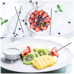 5pcs Stainless Steel Wine Stirrers Fruit Forks for Cocktails Bar Barten