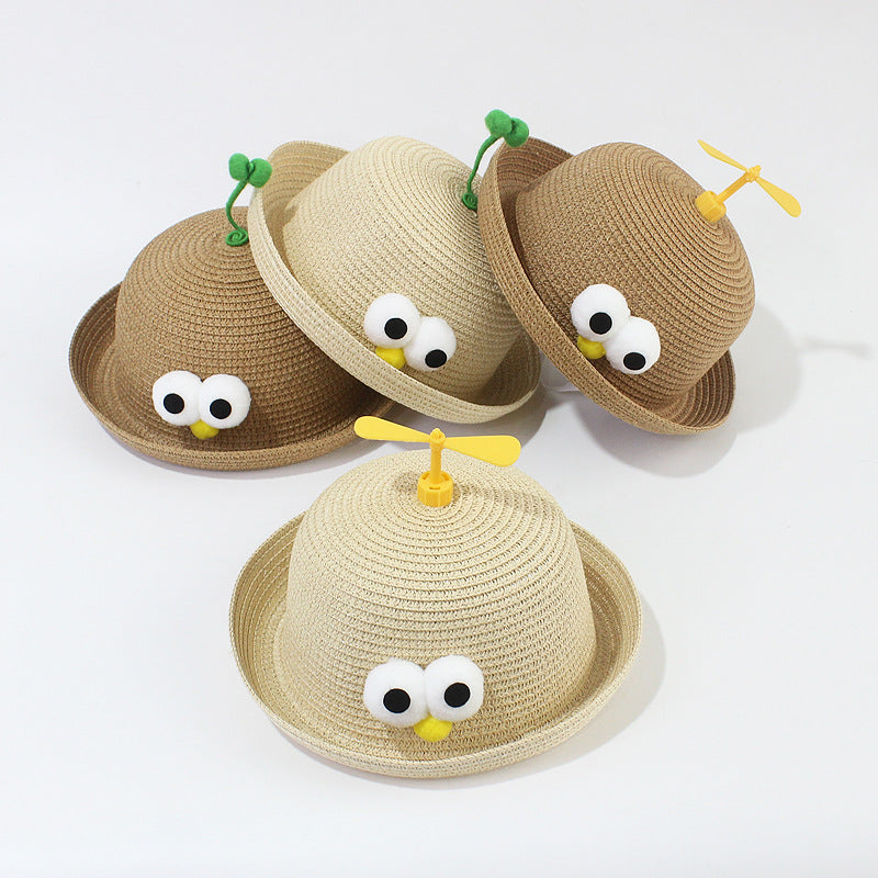 Girls Small Straw Sun Hat Fisherman Sun Hat