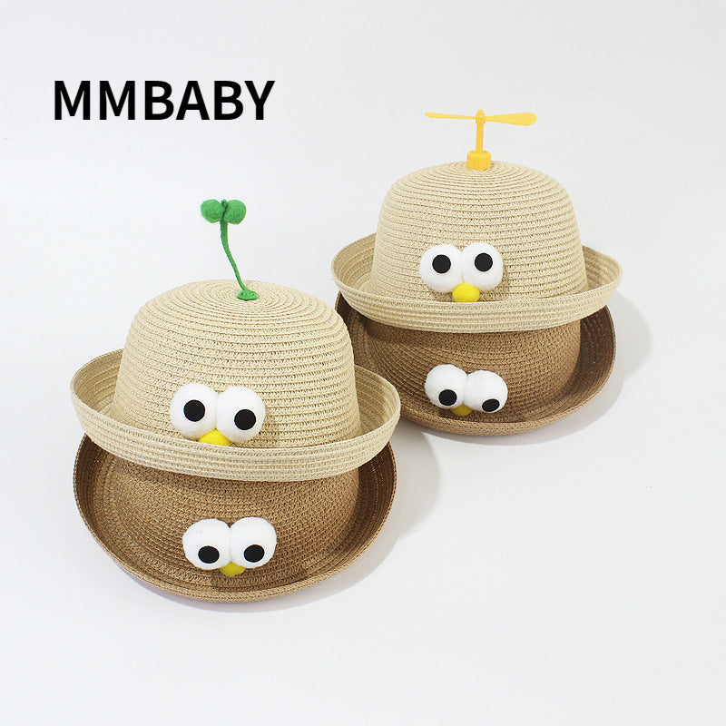Girls Small Straw Sun Hat Fisherman Sun Hat