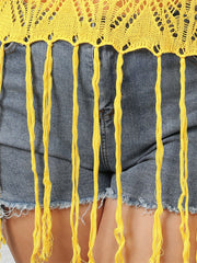 Crochet Hollow Out Fringed Tunic Cover Up