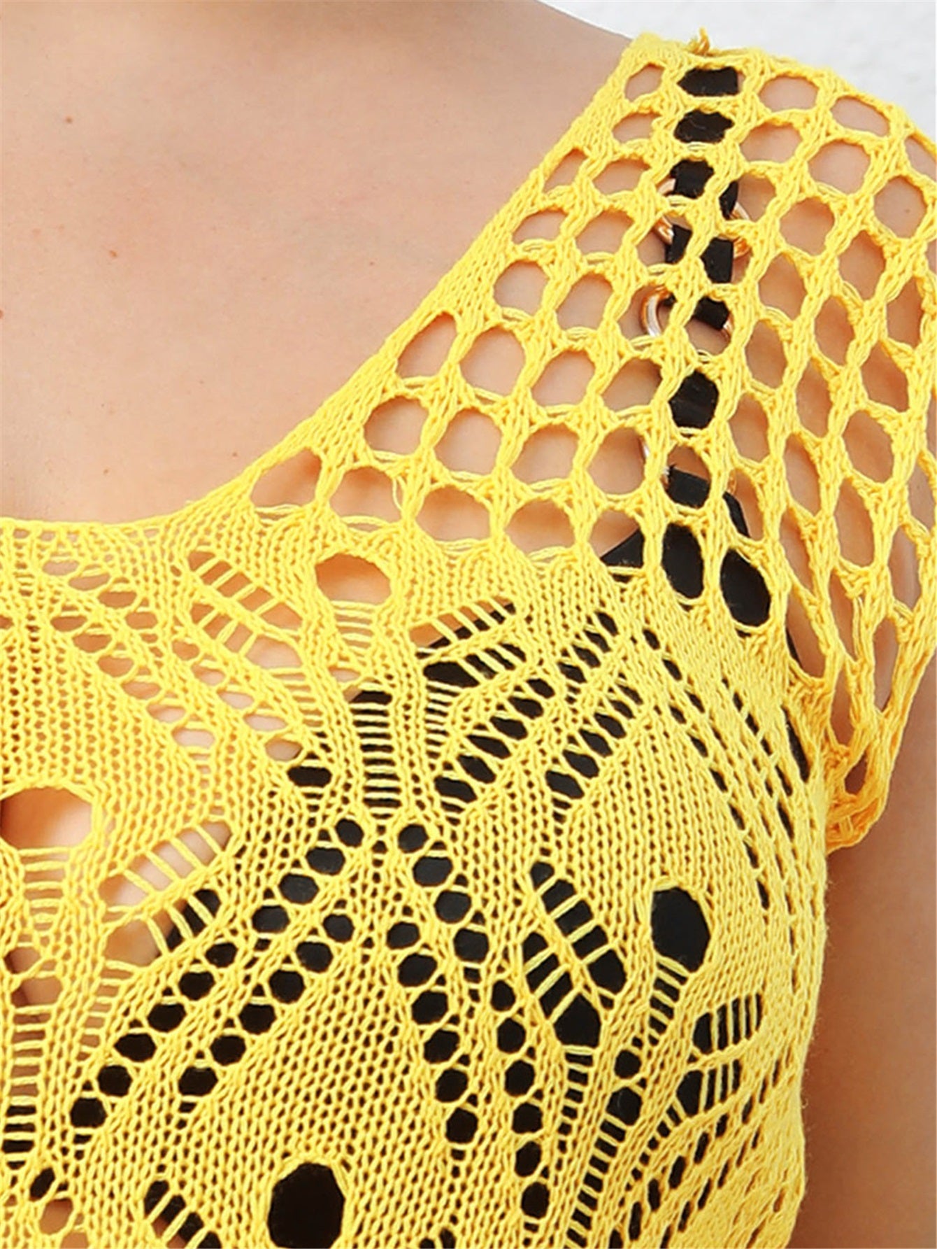 Crochet Hollow Out Fringed Tunic Cover Up