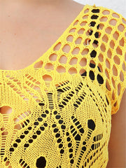Crochet Hollow Out Fringed Tunic Cover Up