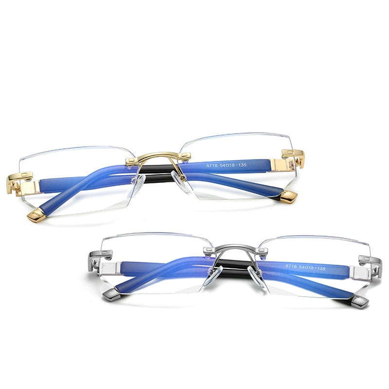 Metal Rimless Reading Glasses Anti Light Frameless Presbyopic Glasses
