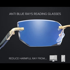 Metal Rimless Reading Glasses Anti Light Frameless Presbyopic Glasses
