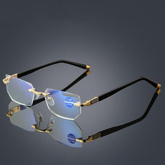 Metal Rimless Reading Glasses Anti Light Frameless Presbyopic Glasses