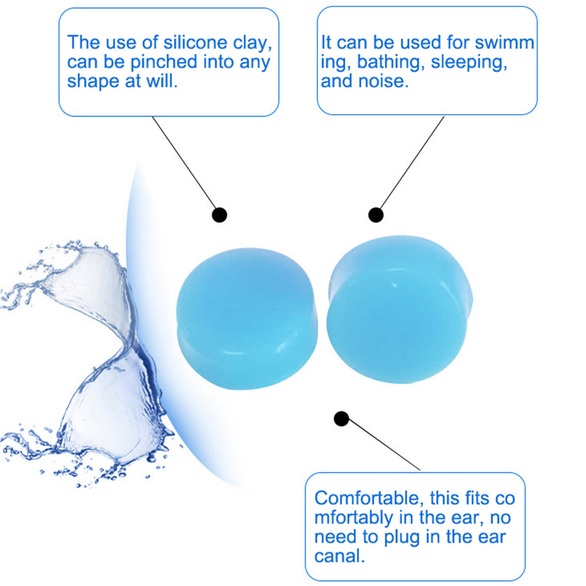 30pcs Silicone Ear Plugs for Sleeping Swimming Noise Reduction