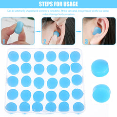 30pcs Silicone Ear Plugs for Sleeping Swimming Noise Reduction
