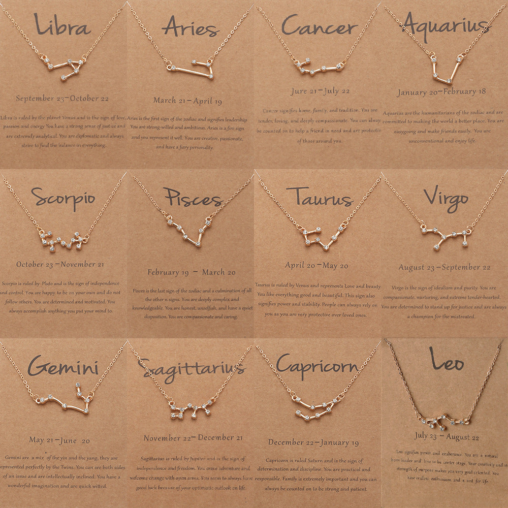 Boys Kids12 Constellation Pendant Necklace Zodiac Horoscope Astrology Silver