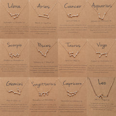 Boys Kids12 Constellation Pendant Necklace Zodiac Horoscope Astrology Silver