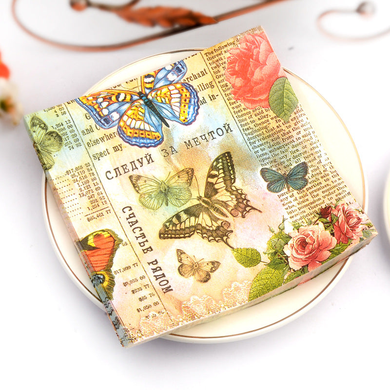 20pcs Butterfly Printing Paper Napkin Placemat Party Tissue Decoration