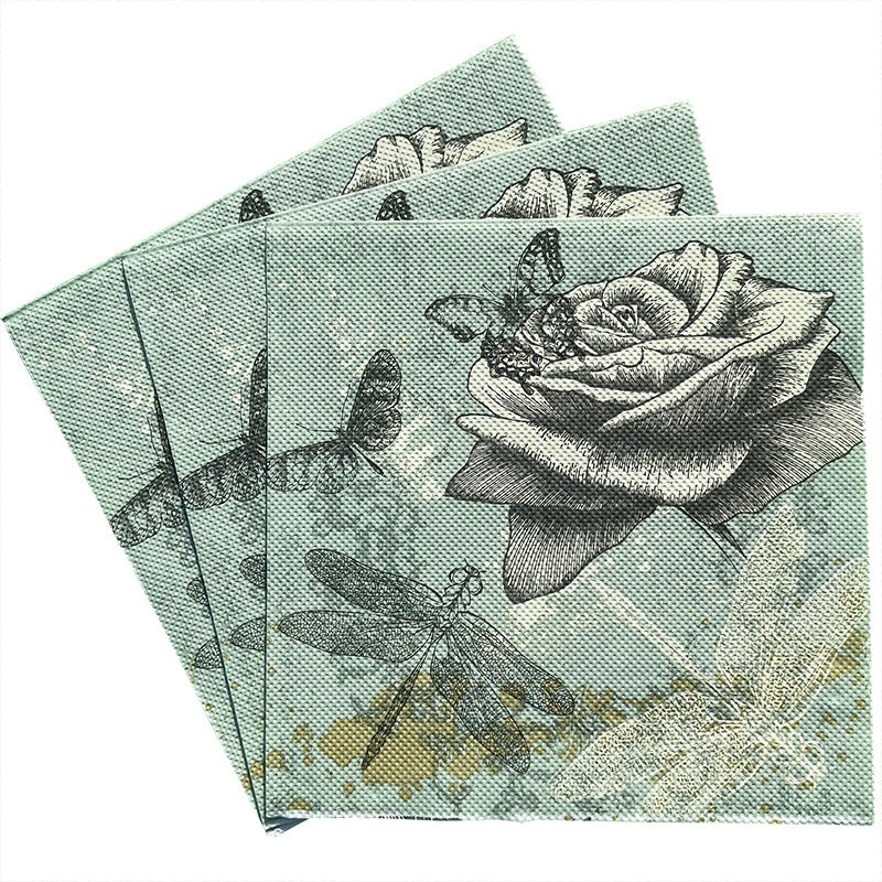 20pcs Colorful Printing Napkin Flowers Herbal Tissue Paper Party Decoration