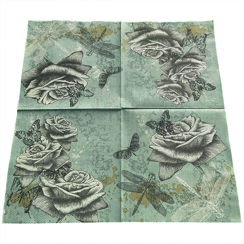20pcs Colorful Printing Napkin Flowers Herbal Tissue Paper Party Decoration