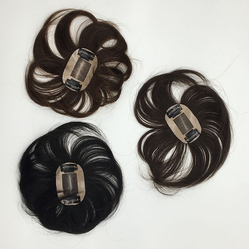 Human Hair Toupee Fringe Hairpiece Top Clip Extension