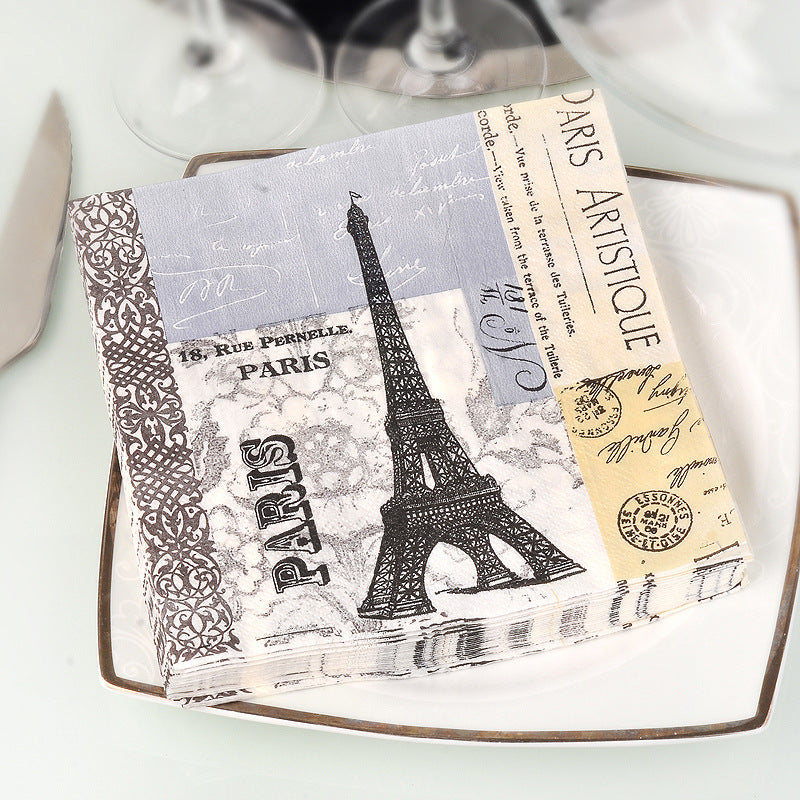 20pcs Eiffel Tower Colorful Napkins for Festive Parties and Banquets