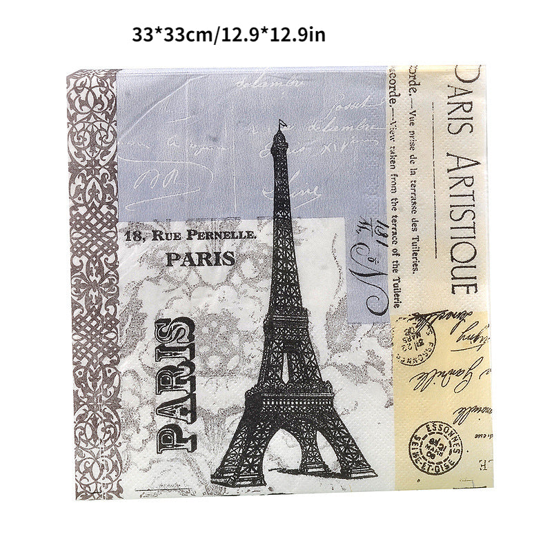 20pcs Eiffel Tower Colorful Napkins for Festive Parties and Banquets