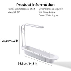 Telescopic Dish Rack Sink Shelf Drainer Organizer with Soap Sponge Holder