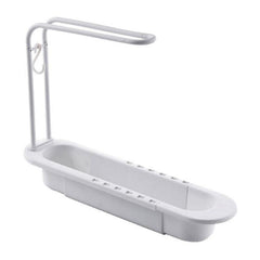 Telescopic Dish Rack Sink Shelf Drainer Organizer with Soap Sponge Holder