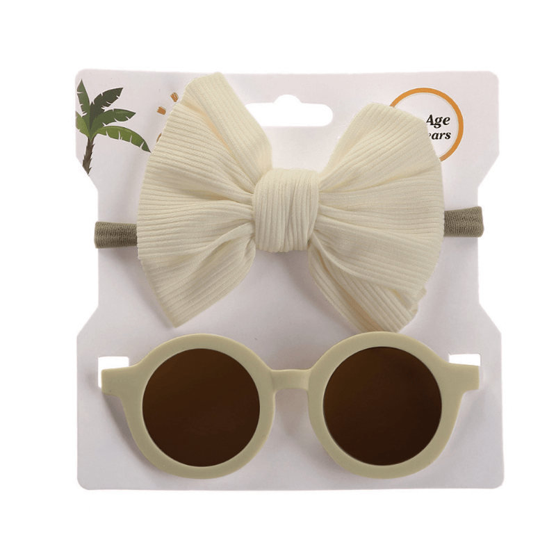 Girls Round Sunglasses & Bow Hair Tie Set Hair Accessories