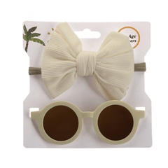 Girls Round Sunglasses & Bow Hair Tie Set Hair Accessories
