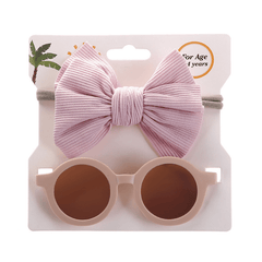 Girls Round Sunglasses & Bow Hair Tie Set Hair Accessories
