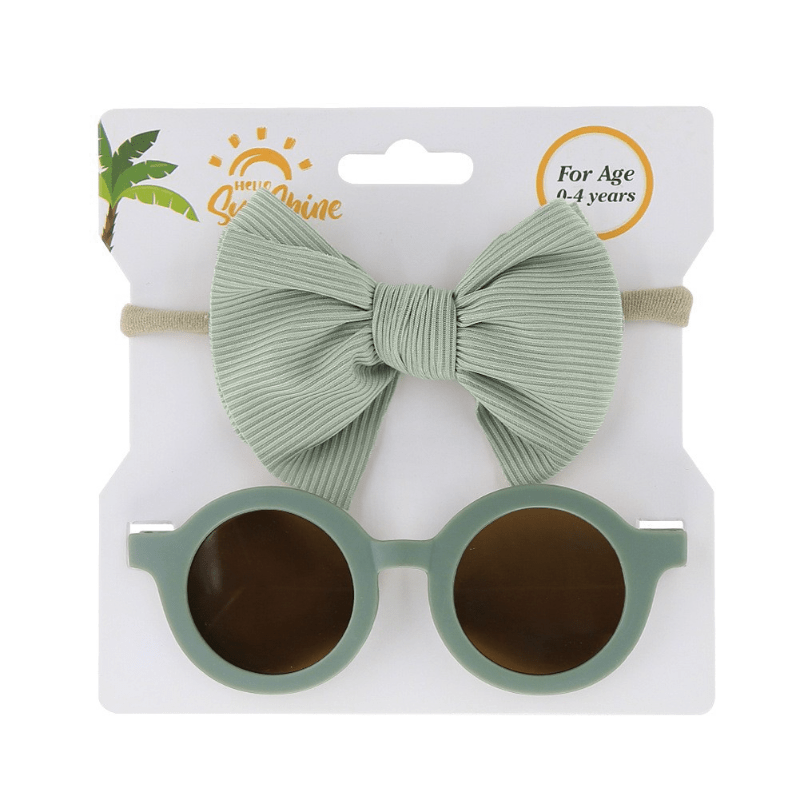 Girls Round Sunglasses & Bow Hair Tie Set Hair Accessories