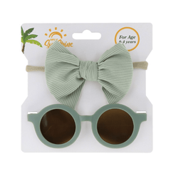 Girls Round Sunglasses & Bow Hair Tie Set Hair Accessories