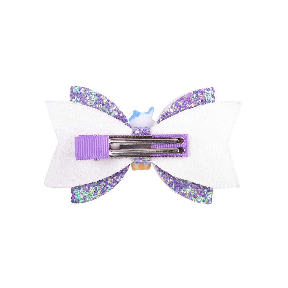 Candy Unicorn Decor Sequin Bow Headband Girls Hair Accessory