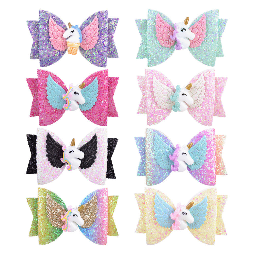 Candy Unicorn Decor Sequin Bow Headband Girls Hair Accessory