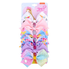 6pcs Unicorn Rainbow Ribbon Bow Hair Clips Set Princess Hair Accessories